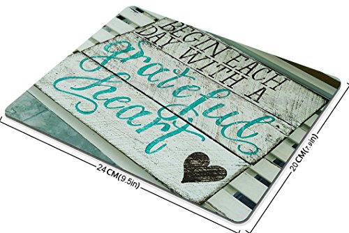 Smooffly Gaming Mouse Pad Custom, Begin Each Day with A Grateful Heart Quotes Rustic Turquoise Wood Design, Inspirational Bible Verse Scripture Quote Mouse Pads