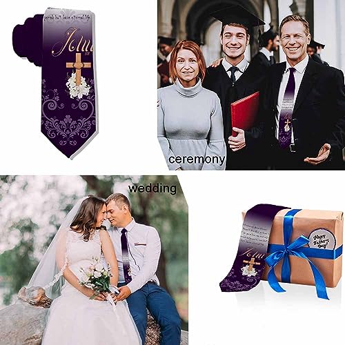 Black Dots Men's Neckties Retro Classic Circle Geometry Men's Tie for Mens Teens Business Work Casual Wedding Party - color: Christmas Cross