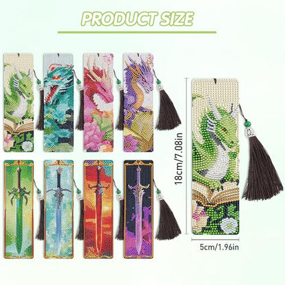 Dragon Sword Diamond Art Bookmarks, Diamond Painting Book Marks for Adults - style: Dragon 02