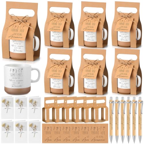 6 Set Employee Appreciation Gift Thank You Mug with Boxes Inspirational Ballpoint Pen Gift Card Tag Twine Ceramic Coffee Cup Set for Birthday Housekeeping Week Coworker Team Staff (Sometime) - style: Sometimes