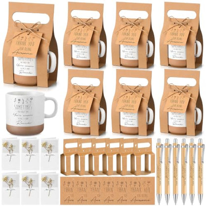 6 Set Employee Appreciation Gift Thank You Mug with Boxes Inspirational Ballpoint Pen Gift Card Tag Twine Ceramic Coffee Cup Set for Birthday Housekeeping Week Coworker Team Staff (Sometime) - style: Sometimes