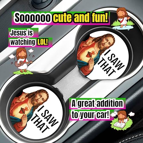Jesus Car Coasters for Cup Holders, Funny Car Accessories, Jesus Gift