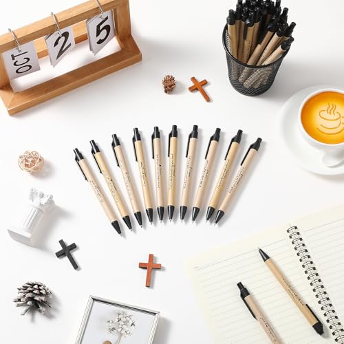 Marspark 100 Pcs Christian Pens Gift Bulk Bible Verse Retractable, Black - color: Black