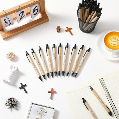 Marspark 100 Pcs Christian Pens Gift Bulk Bible Verse Retractable, Black - color: Black