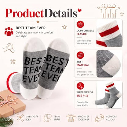 Glitopper 12 Pairs Best Team Ever Gift Socks Bulk - color: Grey, style: Team