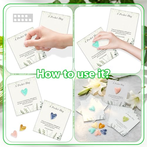36pcs Funeral Favors Set, Pocket Hug Token Bulk With Mini Heart Worry Stones, Pocket Hug Card | Greeting Cards Relationship Encouragement Gifts for Friends, Colleagues, Family, Celebration of Life - color: Hearts