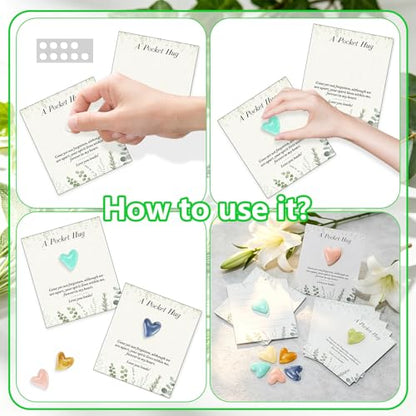 36pcs Funeral Favors Set, Pocket Hug Token Bulk With Mini Heart Worry Stones, Pocket Hug Card | Greeting Cards Relationship Encouragement Gifts for Friends, Colleagues, Family, Celebration of Life - color: Hearts