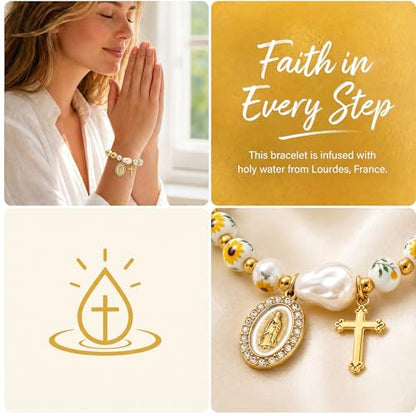 Holy Water Bracelet for Women,Religious Christian FaithJewelry - color: (Yellow1)