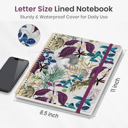 Taja Large Spiral Lined Journal for Women and Men, Notebook for Work - color: J-Jungle
