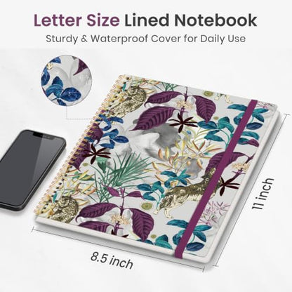 Taja Large Spiral Lined Journal for Women and Men, Notebook for Work - color: J-Jungle