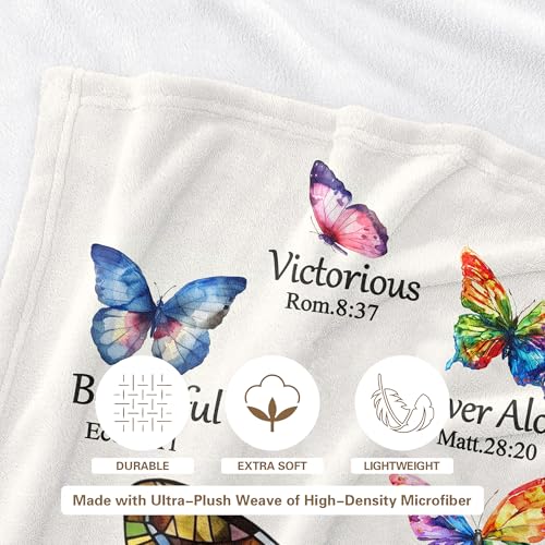 Christian Gifts for Women Birthday, Butterfly Christian Blanket 60"x50" - color: Christian Gifts-butterflies, size: 60"x50"