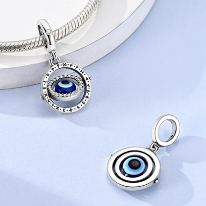 LUXILLA 925 Sterling Silver Charm Golden Family Tree Sparkling Cross Cute Dragon Charms Fits Bracelets Necklace Pendant Bead Jewelry Gift for Women Family Friends - color: Blue Evil Eye Charms