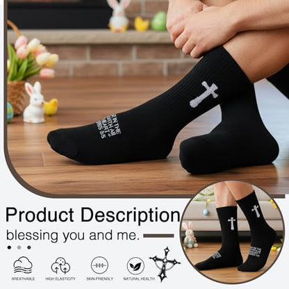 Unisex Cross Socks,Gifts for Christian On Easter and Christmas - color: Proverbs 3:5 - Black