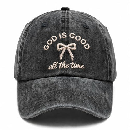 God is Good Bow Embroided Baseball Cap Washed Vintage Trucker Hat for Women