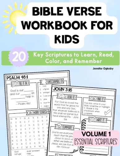 Bible Verse Workbook for Kids Ages 8-12: 20 Key Scriptures to Learn, Read, Color, and Remember (Volume 1)