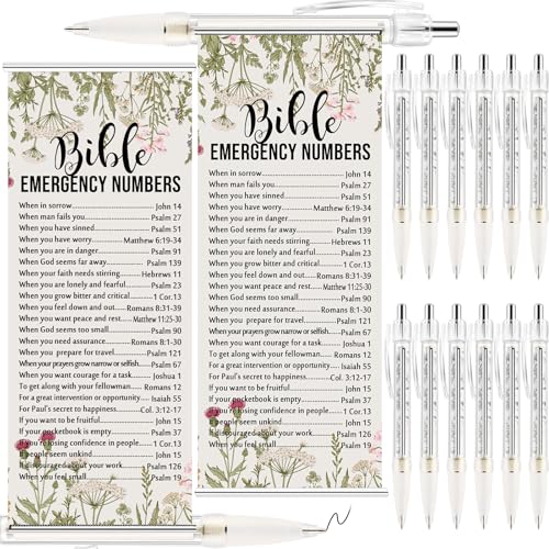 25 Pack Christian Gifts for Women Men, Bible Verse Pens Bulk, Religious Gifts, Bible Emergency Numbers Pens for Church, Sunday School Study, VBS, Women Ministry - style: Emergency Numbers