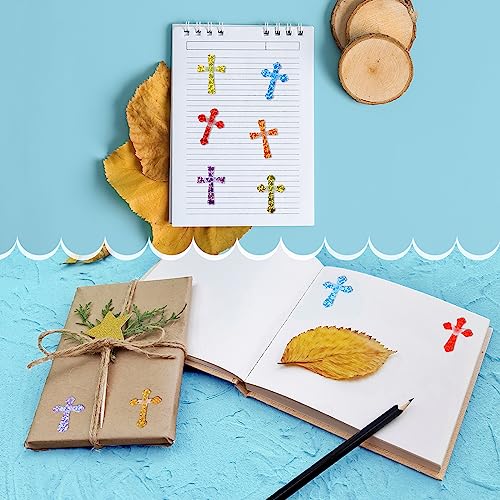 Ctosree 540 Pcs Glitter Christian Crosses Stickers Religious Reward Sticker