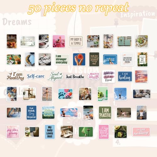 Vision Board Stickers, 50 Pcs Manifestation Affirmation Decals - color: Health and Fitness 02