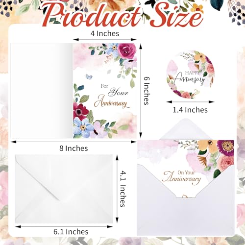 Motiskyy 50 Pcs Religious Anniversary Greeting Cards Bulk - style: Watercolor Floral