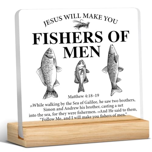 Christian Home Decor, Fishing Gifts for Men Acrylic Desk Sign - color: M60A15