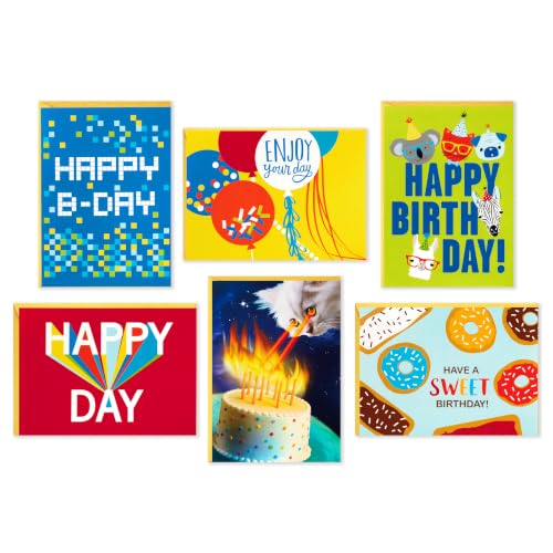 Hallmark Birthday Cards, Assorted 36-Pack (Cats, Lasers, Llamas, Donuts) - style: Cats, Lasers, Llamas, Donuts