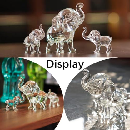 3pcs Crystal Elephant Figurines Collectible Art Glass Animals Paperweight - style: Elephant-3pcs