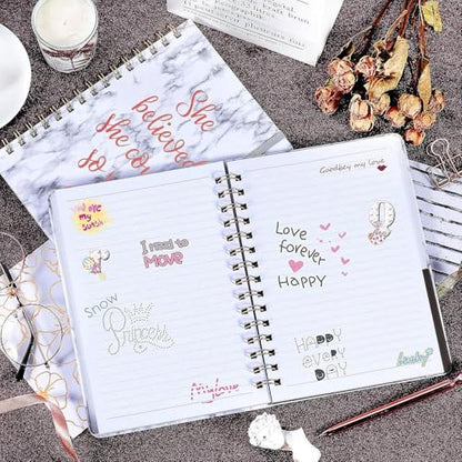 Frasukis Ruled Notebook/Journal - Spiral Notebook, 8.5" X 6.4" - color: black white