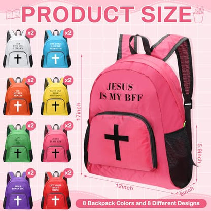 Shinylin 16 Pack Christian Backpacks Bulk, 17" Bible Verse Bags for Kids