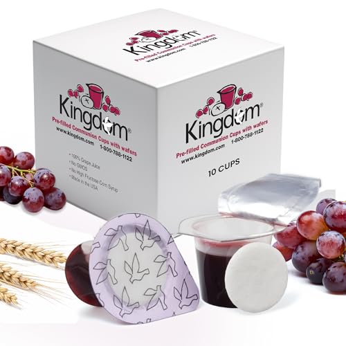 Kingdom Prefilled Communion Cup with Wafers(10ct-Red Juice) Sealed in a Single-Serving Container with Upto 1 Year Shelf Life, Perfect for Holy Eucharist Celebration in Hospitals,Summer Camps,and More - size: 10 Count (Pack of 1)