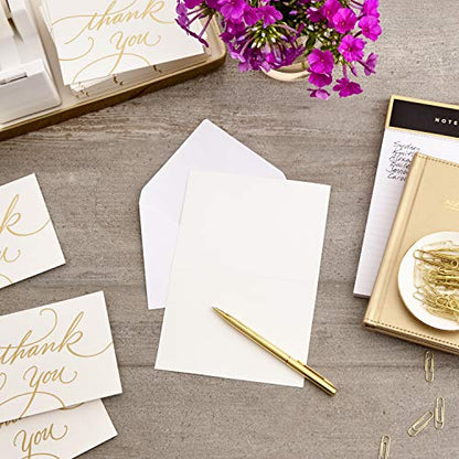 Hallmark Thank You Cards,Gold Foil Script (100 Thank You Notes with Envelopes) for Wedding,Baby Shower,Bridal Shower,Graduation,(Pack of 12) - size: 5.2 x 3.75 inch (Pack of 12)