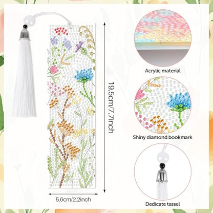 8 Pieces Christian Bible Verse Diamond Art Bookmarks 5d Christian Beaded Bookmark Acrylic Tassel Bookmark for DIY Making Beginners Adults Arts Craft Supplies (Wildflowers) - color: Wildflowers