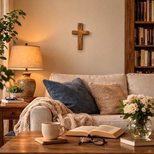 iHoly Land Crafts Olive Wood Wall Cross, Handmade in Bethlehem, 10x6in - size: 10"L x 6"W