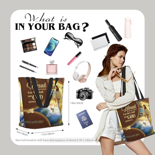 Bible Tote Bags for Women Christian Gifts Religious Church Shoulder Bag - color: Jesus