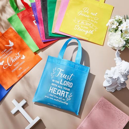 Sweetude 48 Pcs Christian Gift Bags Bulk, Bible Verse Gift Bags for Women - color: Colourful, style: Bible