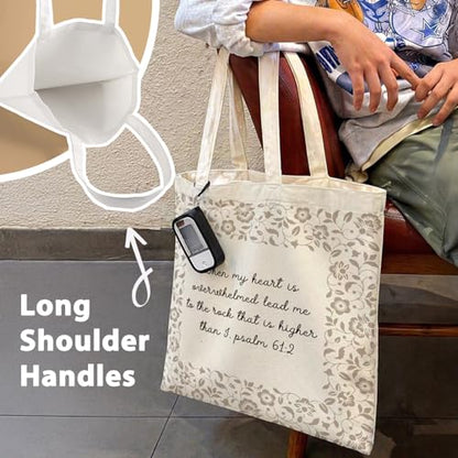Bible Tote BagsGifts for Women, Cute Christian Church Canvas Tote Bag Christian Reusable Shopping Bags - color: Bible-02