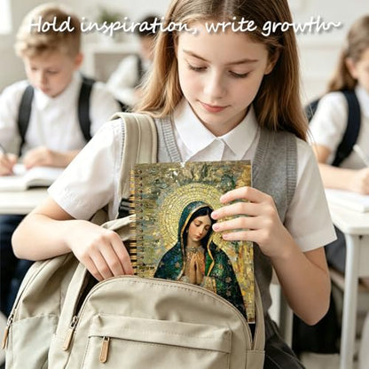 Our Lady of Guadalupe Catholic Christian Spiral Notebook 5.5 x 8.3, Catholic Virgin Mary Religious Journal, Sacred Marian Prayer Religious Journaling Notebooks for Note Taking - color: White YS-1
