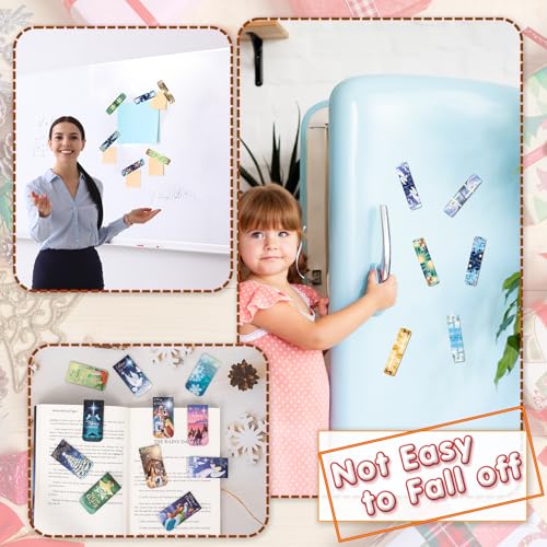 JSRQT 16Pcs Christmas Religious Magnetic Bookmarks, Larger Double-Sided Christian Bookmark for Women Man, Jesus Birth Bible Magnet Page Marker Bookmarks Page Clip for Book Lovers, 6×3 CM, 16 Style