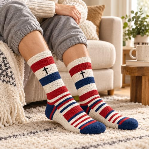 3 Pairs Mens Soccer Running Socks Gifts for Christian,Athletic Cross Socks