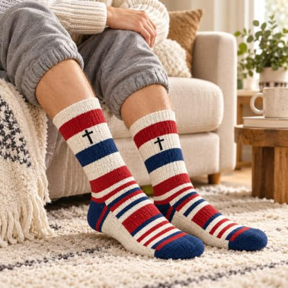 3 Pairs Mens Soccer Running Socks Gifts for Christian,Athletic Cross Socks