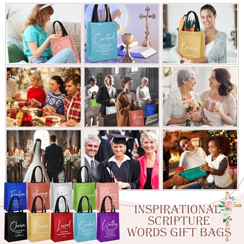 Aliceset 40 Pcs Christian Gift Bags with Bible Verse, Black, Mixcolor - color: Mixcolor