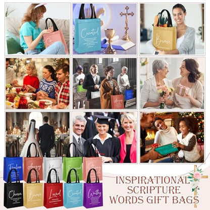 Aliceset 40 Pcs Christian Gift Bags with Bible Verse, Black, Mixcolor - color: Mixcolor