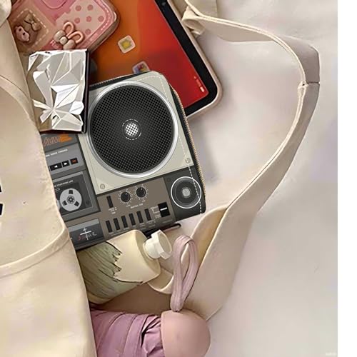 Women's Retro Animal Print Wallet, Beige, Faux Leather, Slim, Compact, 8 Card Slots, Zipper Closure - color: Retro Radio