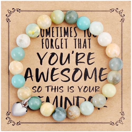 VIBILIA Cross Beaded Bracelets for Women, Birthday Gifts - color: C 2. Heart - Amazonite