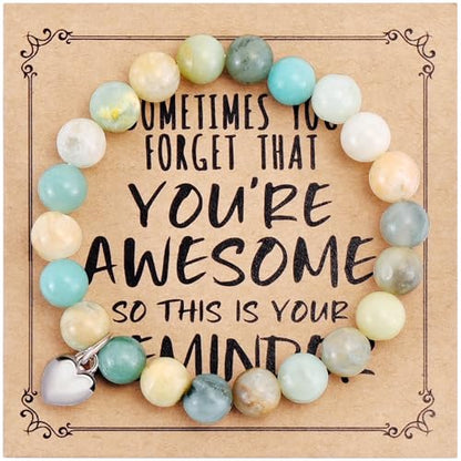 VIBILIA Cross Beaded Bracelets for Women, Birthday Gifts - color: C 2. Heart - Amazonite