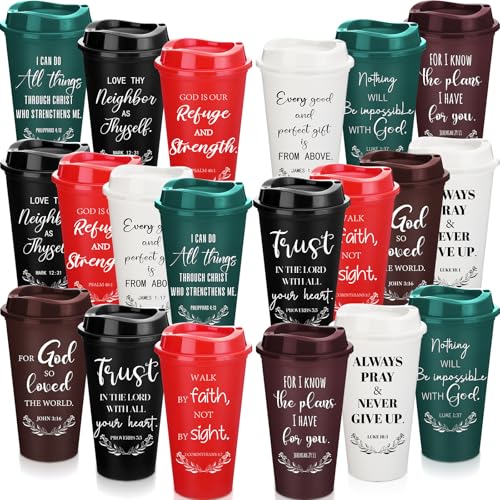 Skylety 20 Pack Christian Gifts Bulk 16oz Bible Verse Tumbler with Lids - color: Classic Color