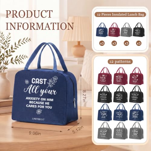 12 Pcs Christian Lunch Bags Gifts Bulk Religious Gifts for Women - style: Christian