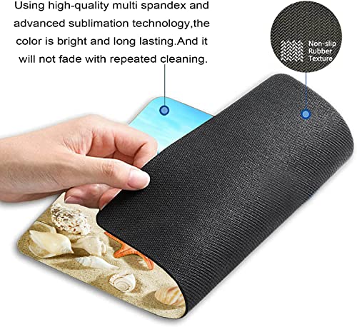Beach Mouse Pad, Seashells Starfish Conch Waves Ocean Mouse Pad, Washable Square Cloth Mousepad for Office Laptop, Non-Slip Rubber Base Mouse Pads for Wireless Mouse, Computer Mouse Pads for Desk - color: TSP174