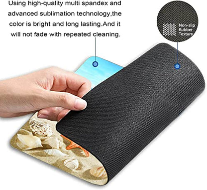 Beach Mouse Pad, Seashells Starfish Conch Waves Ocean Mouse Pad, Washable Square Cloth Mousepad for Office Laptop, Non-Slip Rubber Base Mouse Pads for Wireless Mouse, Computer Mouse Pads for Desk - color: TSP174