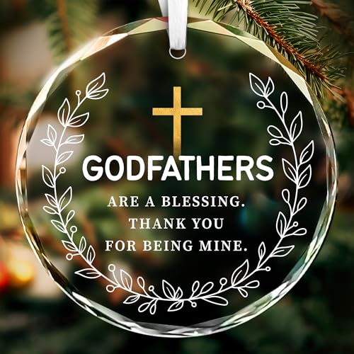 Fatbaby Christmas Ornaments Gifts for Godfathers 2026, Thank You for Being Mine Godfathers Gifts from Godchild,Birthday Fathers Day Baptism Gift - color: Godfathers