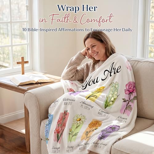 WRAPIX Christian Gifts for Women Faith - Soft Fleece Throw Blanket 50x60 in - color: White - Chosen Seed, size: 50x60 inches